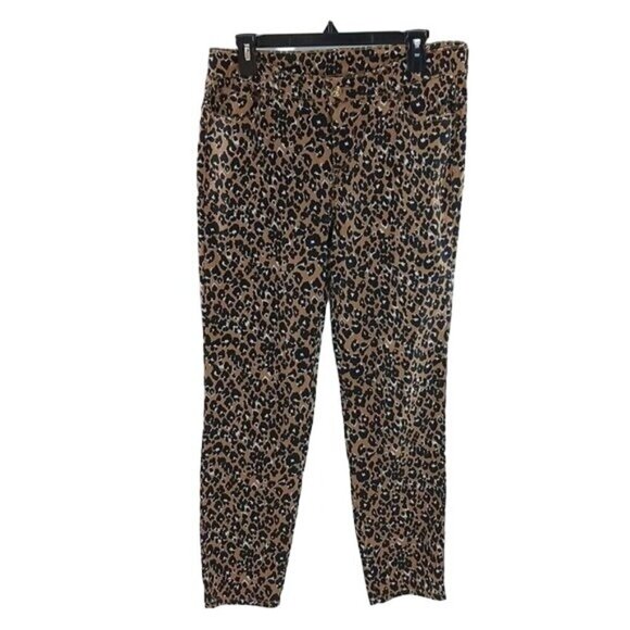 Adrienne Vittadini Womens Size 6 Jeans Brown Black Leopard Print Slim Fit - Picture 1 of 7